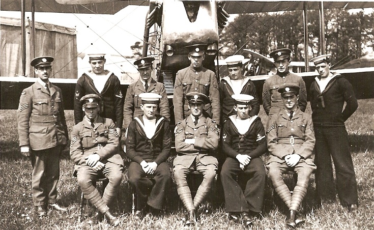 RAF and RN groundcrew in front of a Walrus aircraft