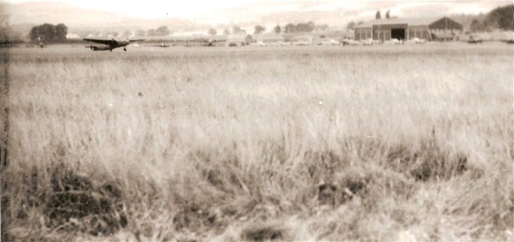 Handley Page Harrow taxying at Evanton, with a mixture of other aircraft in the background