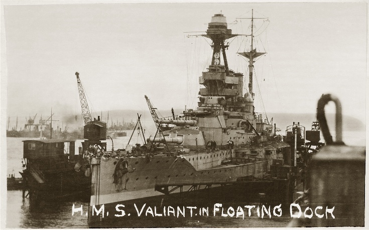 H.M.S. Valiant in the Floating Dock at Invergordon