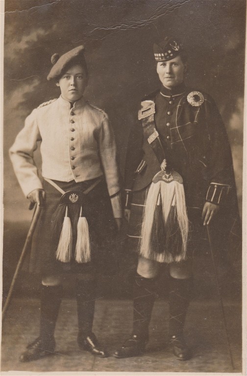 Two girls in Highland dress