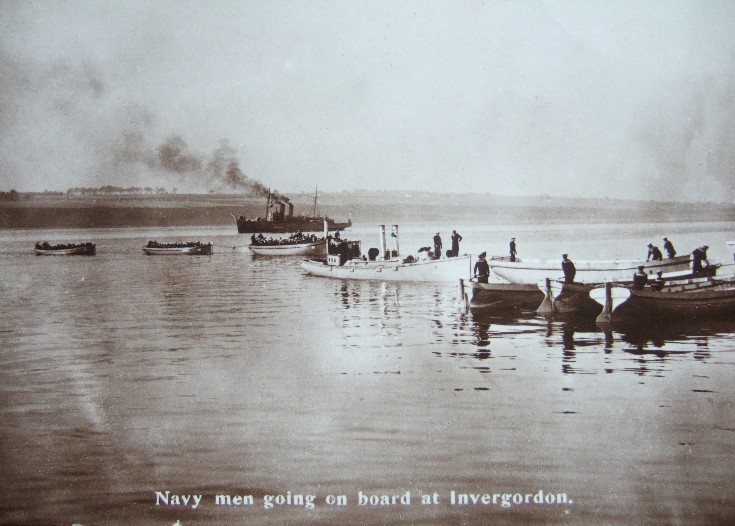 Navy men going on board at Invergordon