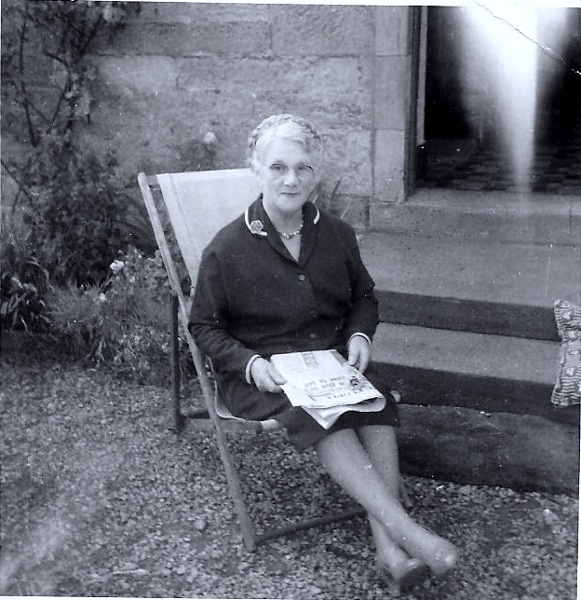 My Grandmother outside Ness Cottage