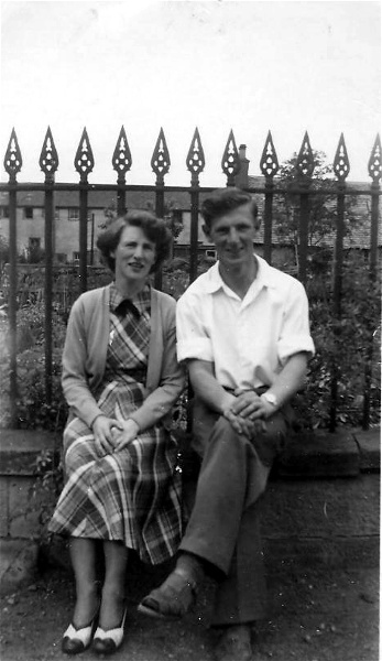 Jet and Gordon Andrews on Ness Cottage wall