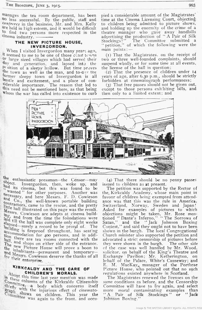 The New Picture House, Invergordon 1915
