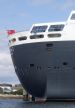 The stern of the Queen Mary 2 at Invergordon